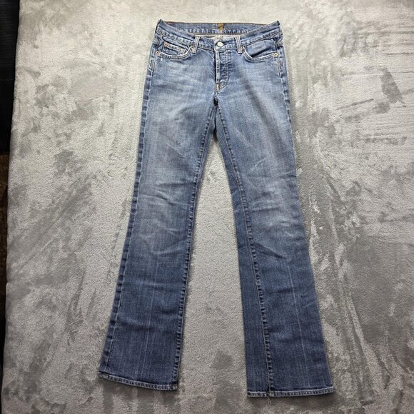 7 For All Mankind Jeans Womens 27 Light Wash Boy Cut Made in USA U144055U-055U - Picture 2 of 13
